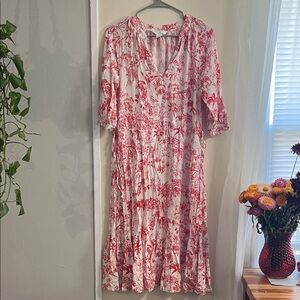 H&M Red and White Long Sleeve Dress